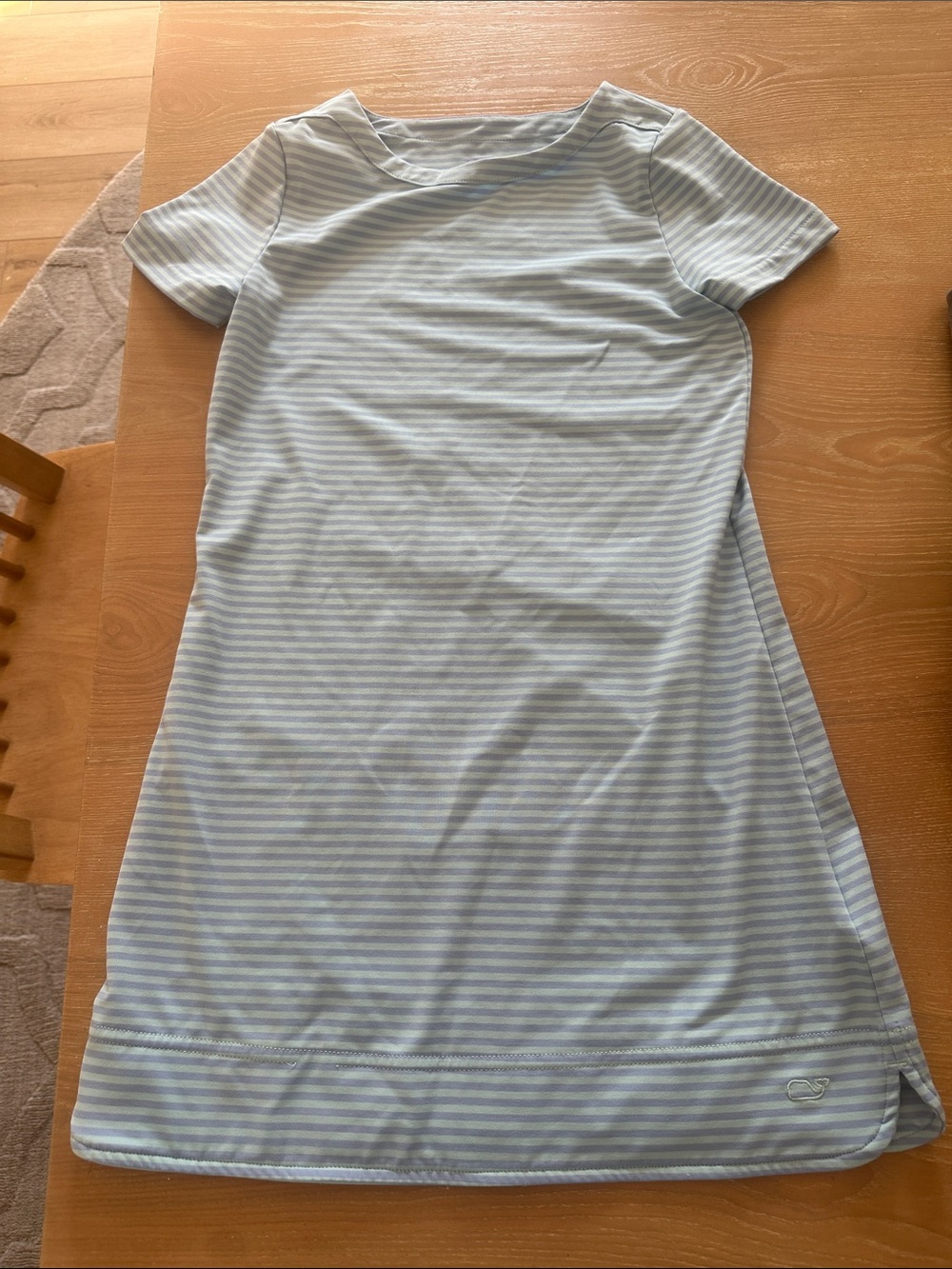 Vineyard Vines Baby Blue & White Striped Knit Short Sleeve Dress